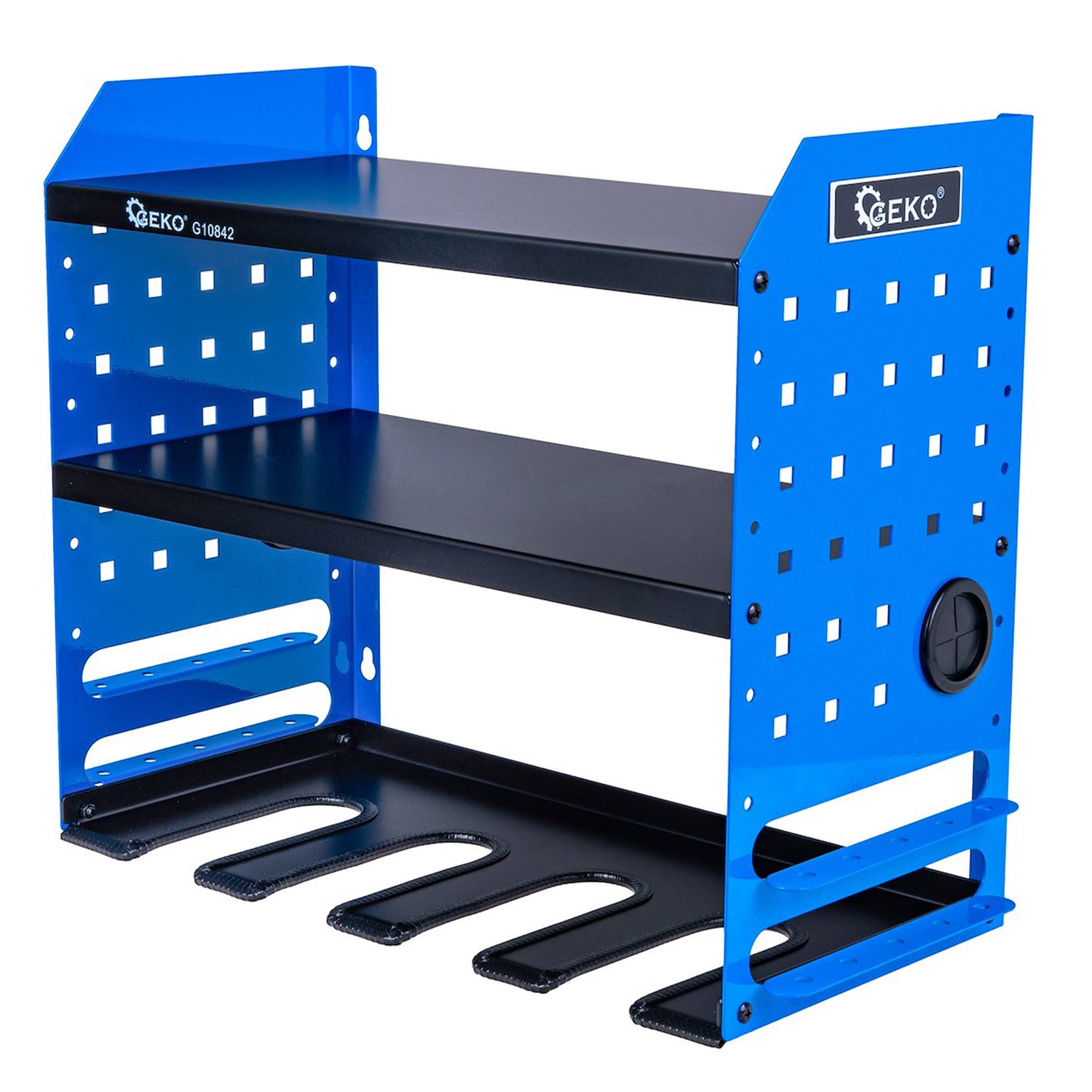 Závesná skrinka - nástenný organizér na akumulátorové náradie, s držiakom na skrutkovače, Geko