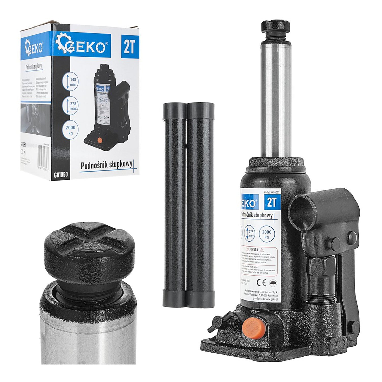 Hydraulický fľašový zdvihák 2t Geko