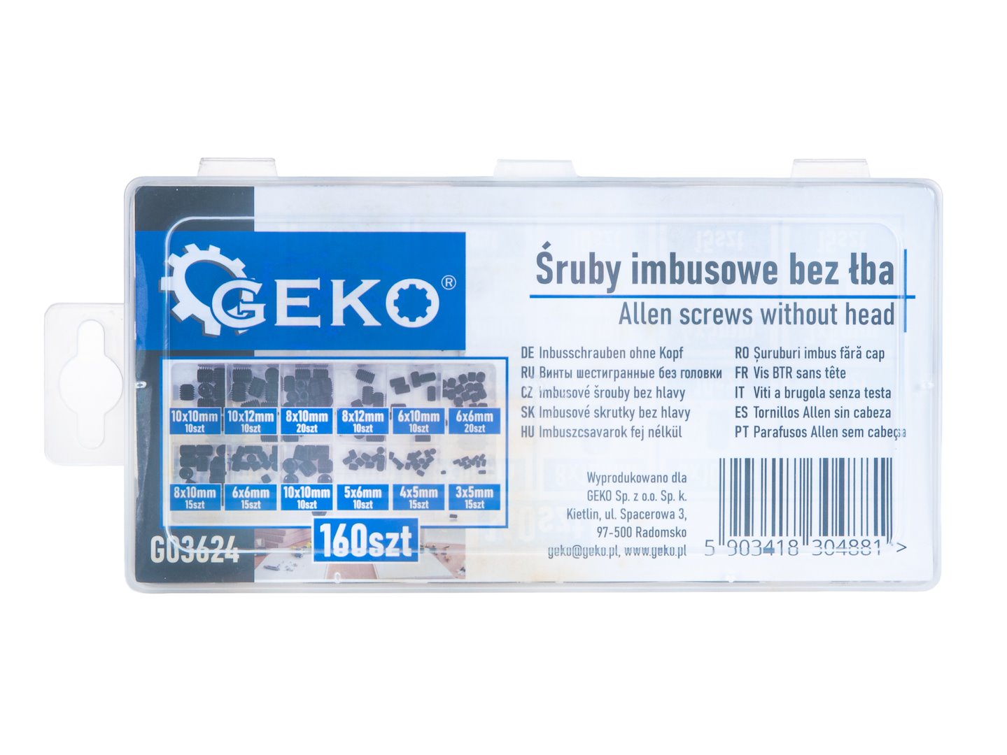 Nastavovacie skrutky Imbus - červíky, sada 160ks, Geko