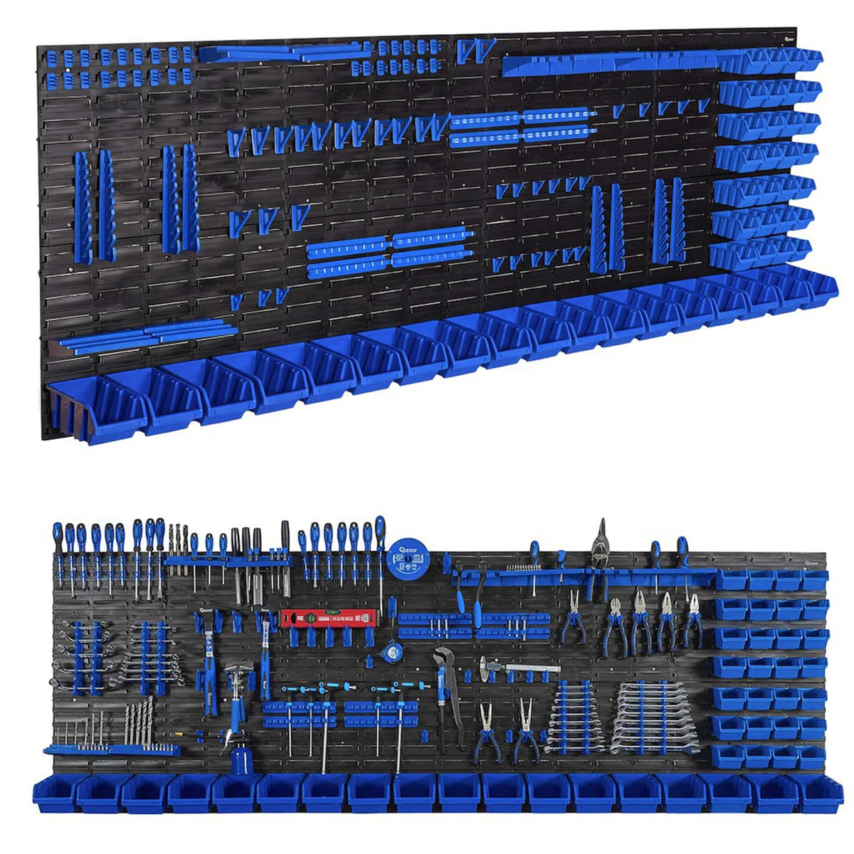 Nástenný organizér na náradie s úložnými boxami 2304x780mm, 140ks, Geko