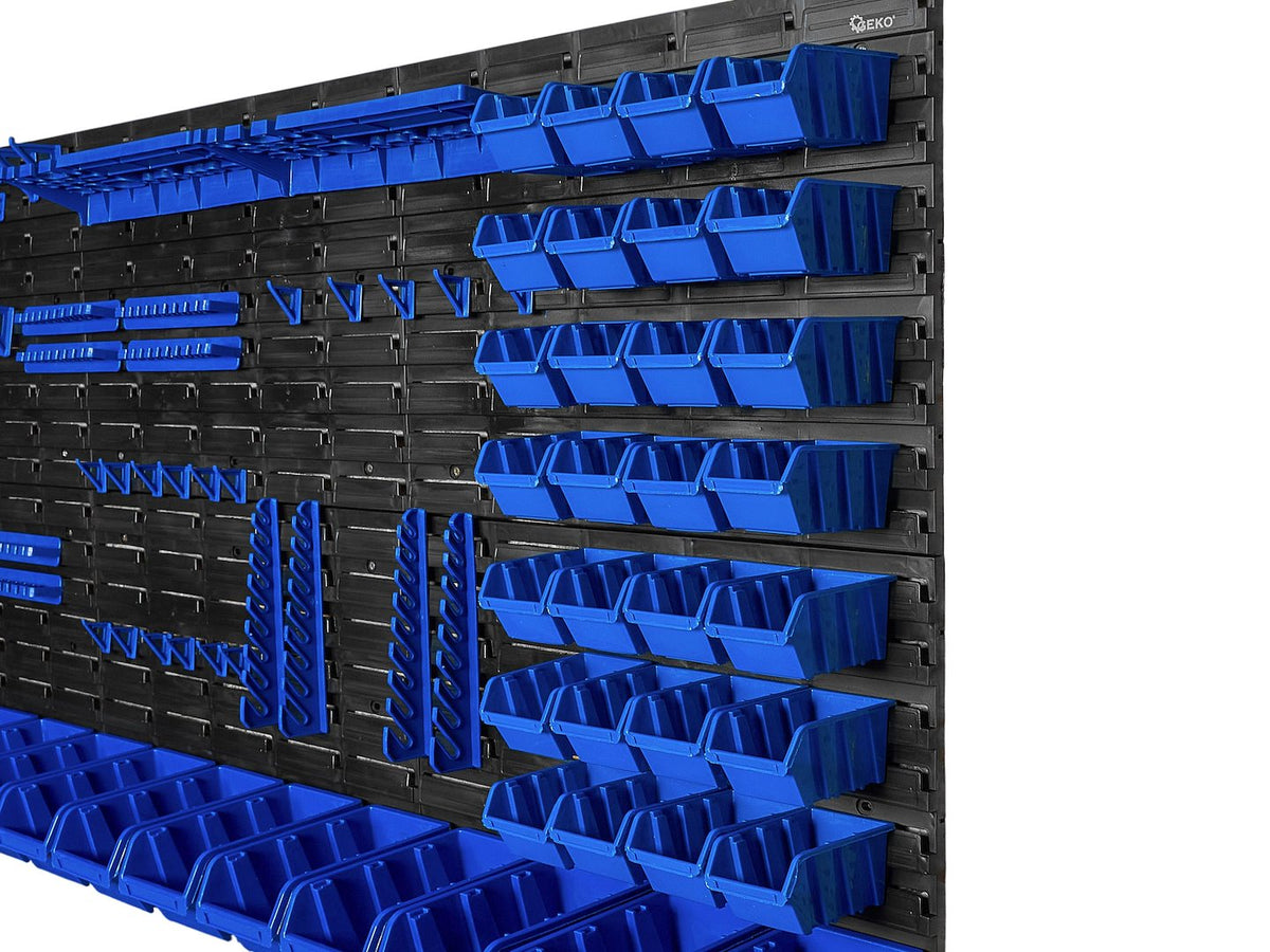 Nástenný organizér na náradie s úložnými boxami 2304x780mm, 140ks, Geko