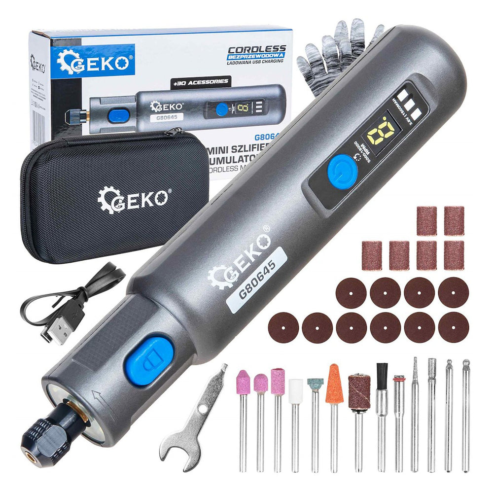 Mini akumulátorová brúska 3,6V 1500mAh, s príslušenstvom, Geko
