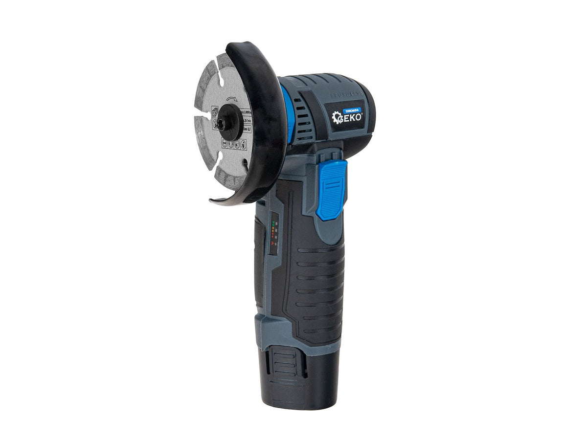 Mini akumulátorová uhlová brúska 76mm 12V s 2 akumulátormi Geko