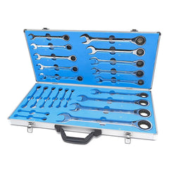 Sada kombinovaných očko-plochých kľúčov s račňou 22ks 6 - 32mm HBM