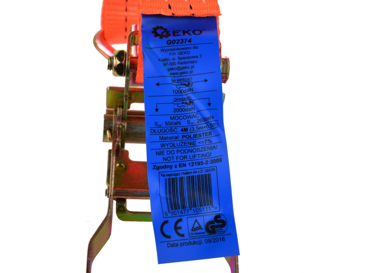 Upínací popruh s račňou 4 m 2 t 35 mm