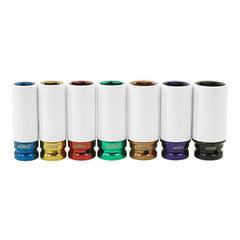 Sada rázových nástrčných hlavíc - kľúčov s ochrannou manžetou na alu disky 1/2'', 17 - 27mm, 7ks, Verke