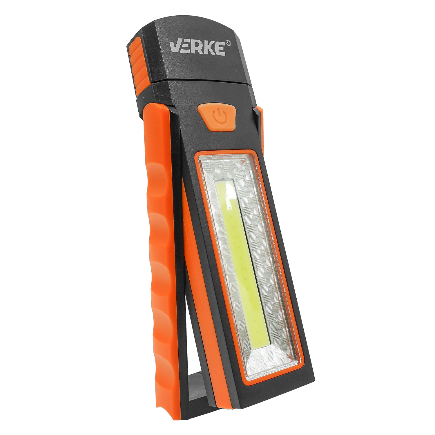 LED COB dielenská pracovná lampa 160lm + 50lm, magnetická, s hákom, otočná o 90°, Verke