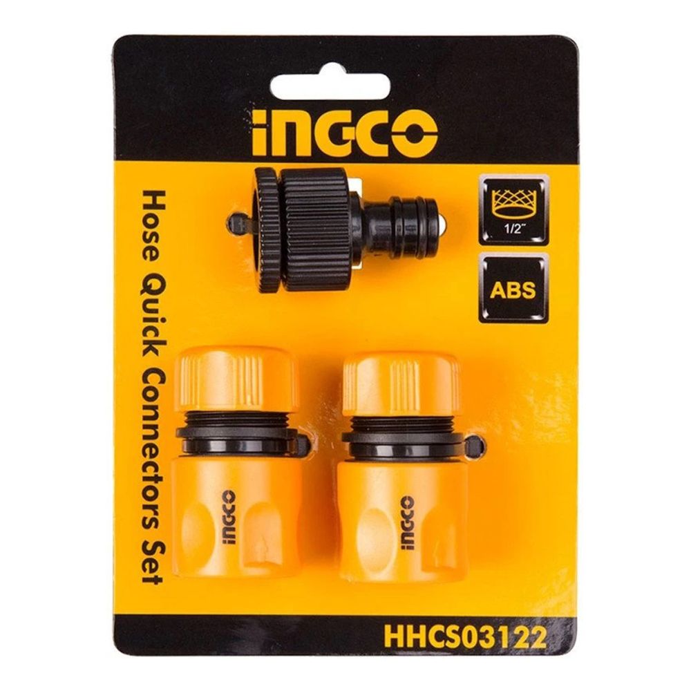 Súprava rýchlospojok na hadicu 1/2", 3 kusy ingco