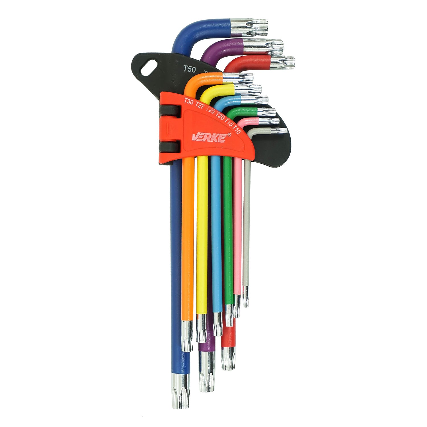 Sada Torx kľúčov T10 - 50, farebné, 9ks, Verke