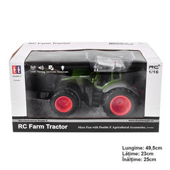 Hračkársky traktor na diaľkové ovládanie doubleE RC 1:16 2,4GHz, svetlá, zvuky, dosah 25m, rýchlosť 2,16km/h