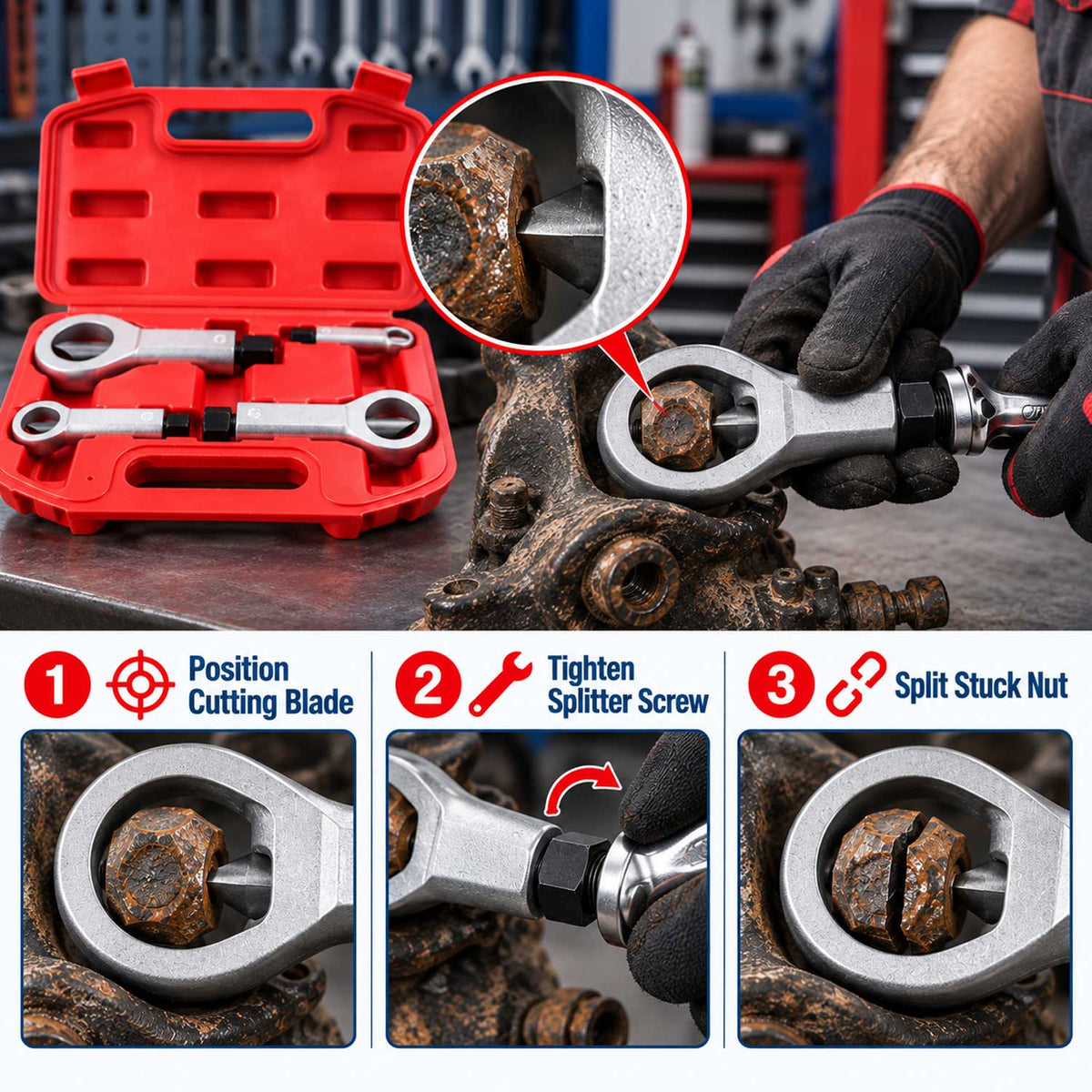 Sada sekáčov na matice a skrutky 9 - 27mm, 4ks Gebo Tools