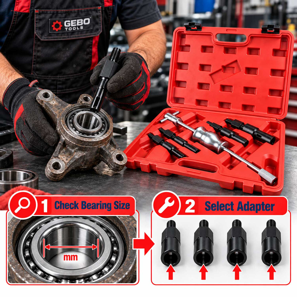 Sťahovák vnútorných ložísk, 10 - 32mm, Gebo Tools
