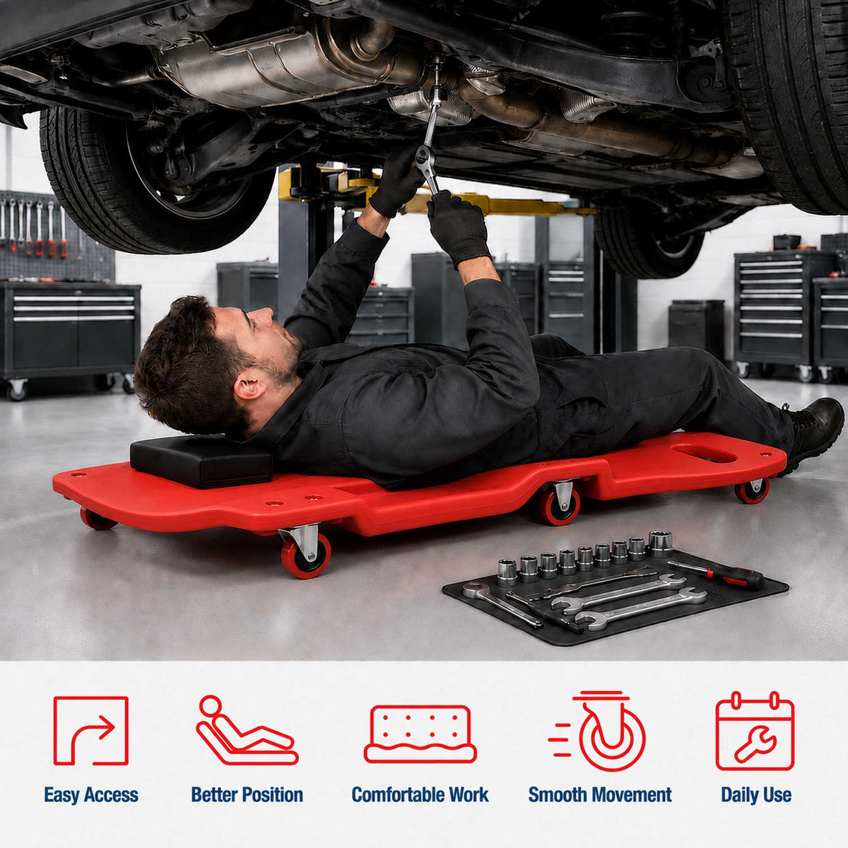 Montážne ležadlo pre automechanikov