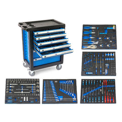 Profesionálna skrinka - dielenský vozík s náradím, so 7 zásuvkami, 196ks náradia, 5 vložiek - premium, HBM Holandsko