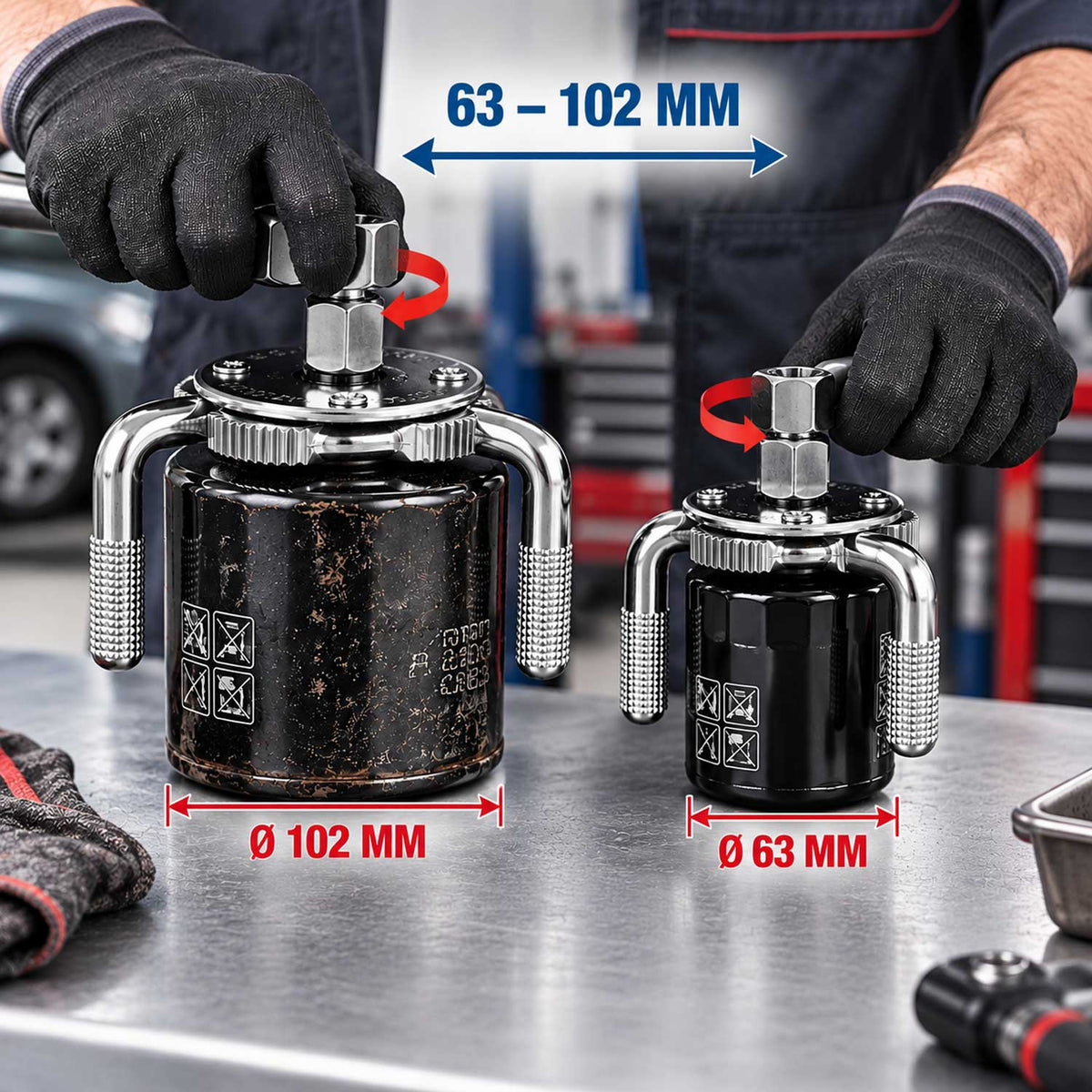 Kľúč na olejový filter, 3-ramenný 63 - 102mm model 1 Gebo Tools