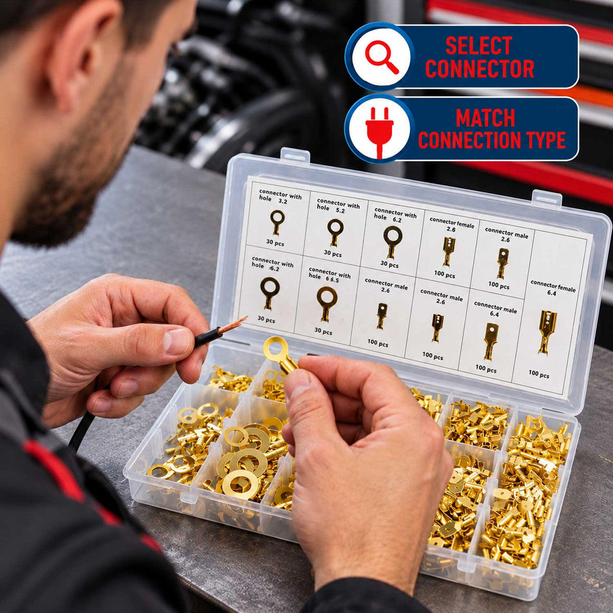 Sada automobilových káblových konektorov 750ks Gebo Tools