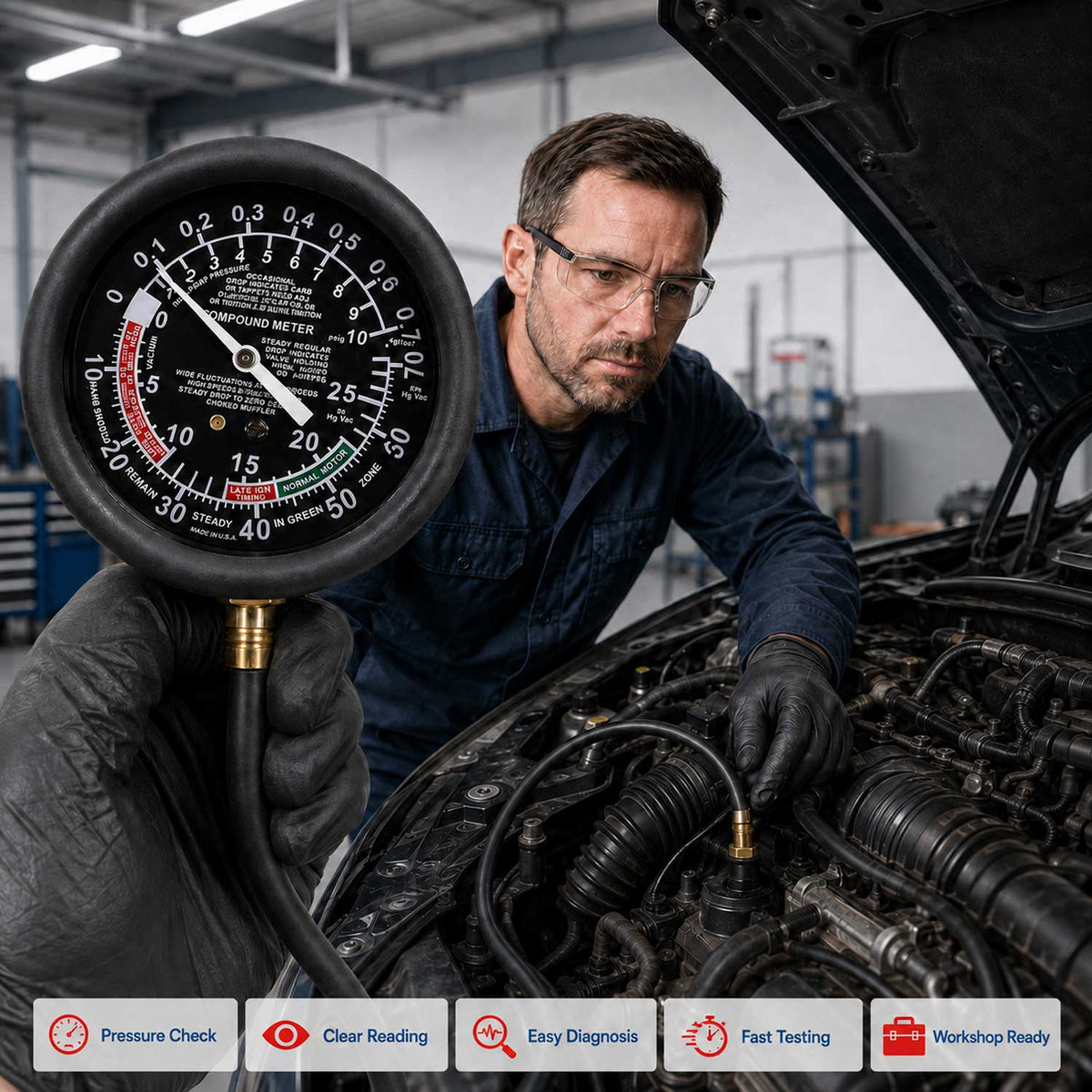 Manometer - merač vákua/podtlaku Gebo Tools