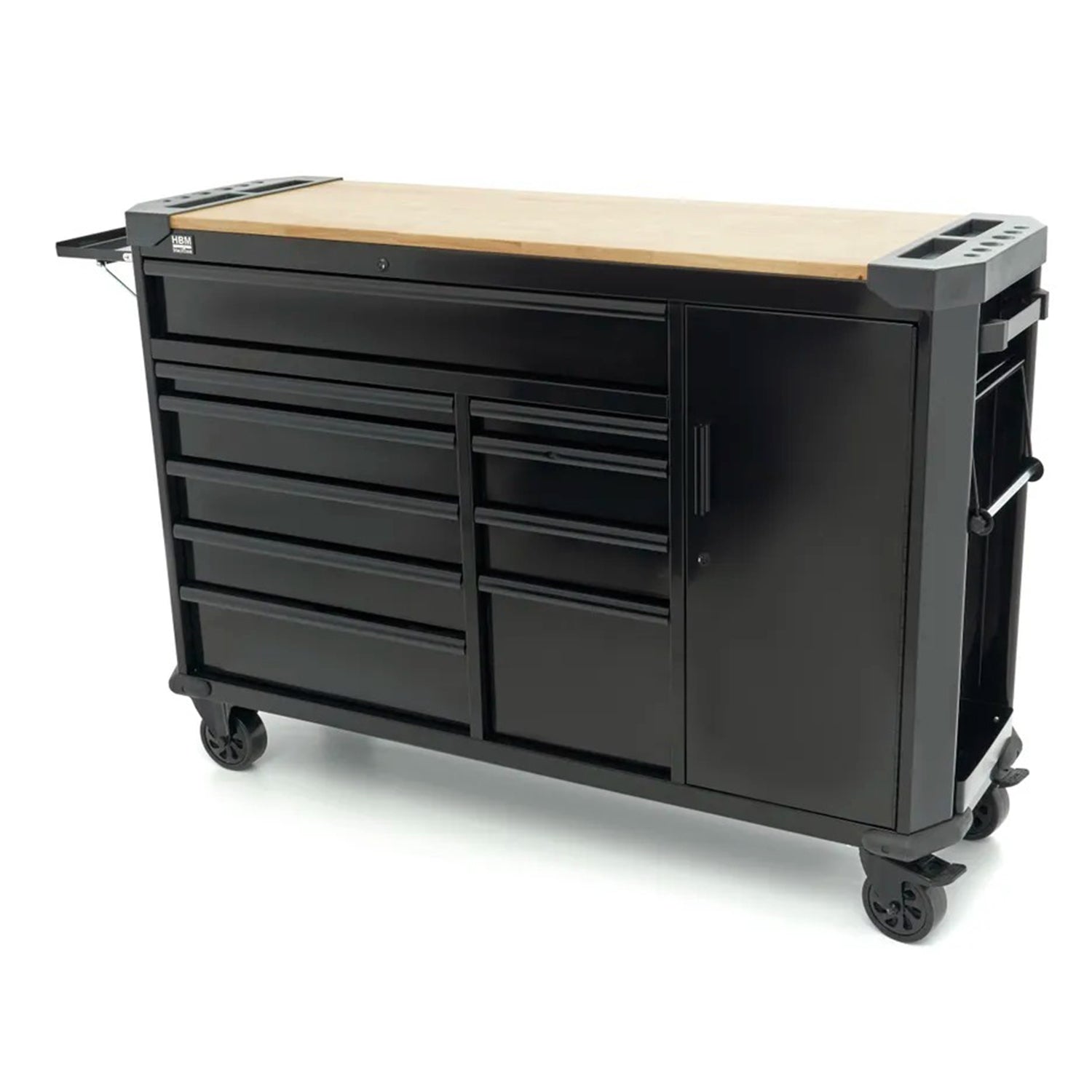 Profesionálna kovová skriňa 10 zásuviek mobilný vozík pracovný stôl 147cm, masívna drevená doska HBM holandsko