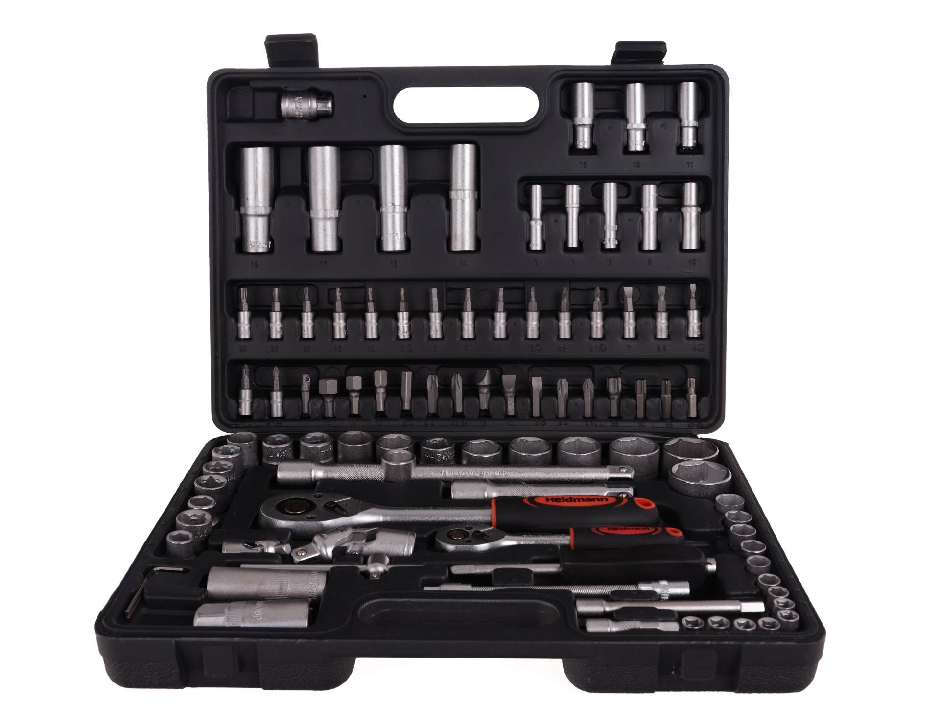 Sada náradia s hlavicami a račňami 1/4'', 1/2'', 94ks Heidmann