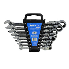 Sada kombinovaných očko-plochých kľúčov s račňou a kĺbom 8ks 8 - 22mm Geko