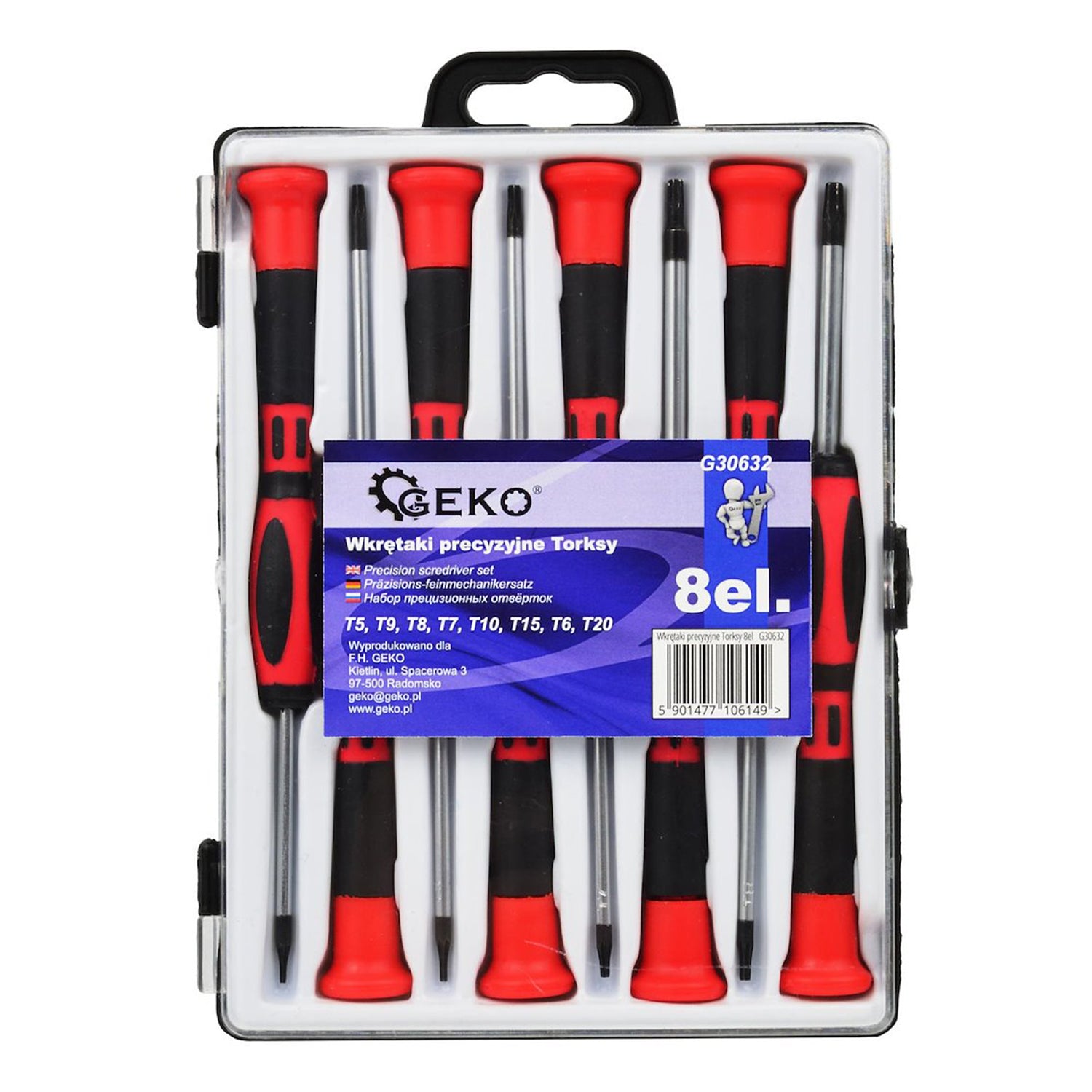 Sada presných Torx skrutkovačov T5 - T20, 8ks, Geko