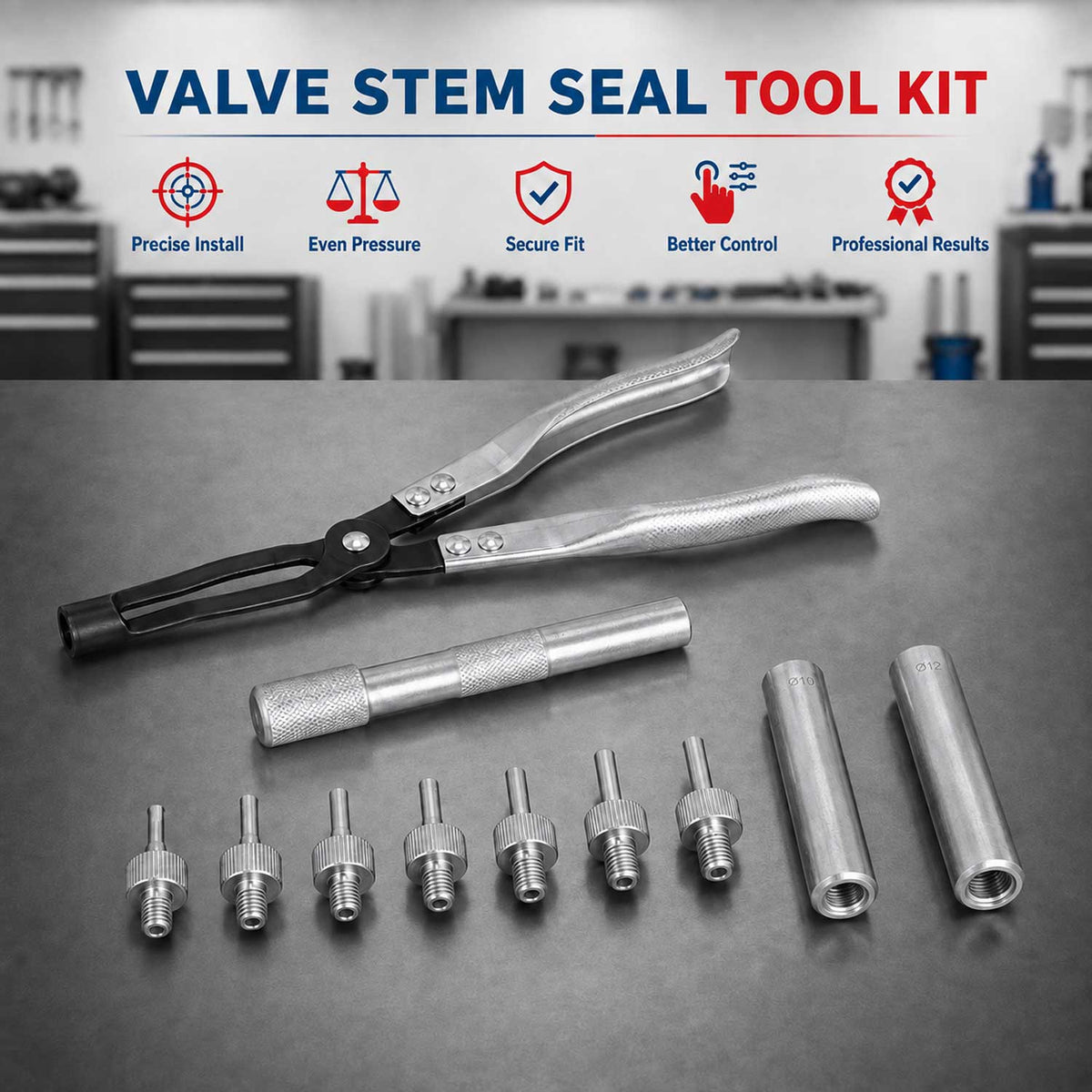 Kliešte na tesnenie ventilov, sada 11ks, Gebo Tools