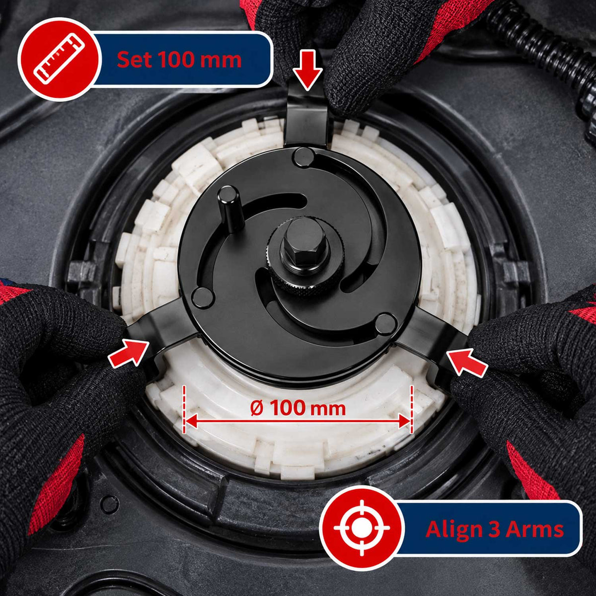 Kľúč na demontáž krytu palivovej nádrže 100 - 170mm, Gebo Tools