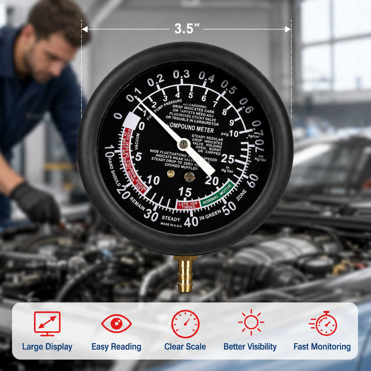 Manometer - merač vákua/podtlaku Gebo Tools