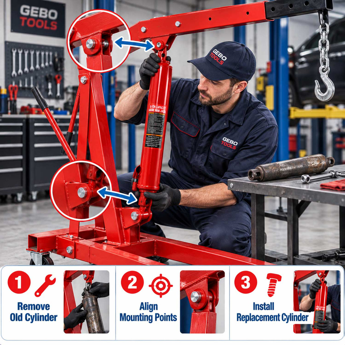 Hydraulický piest pre žeriav 8t, Gebo Tools