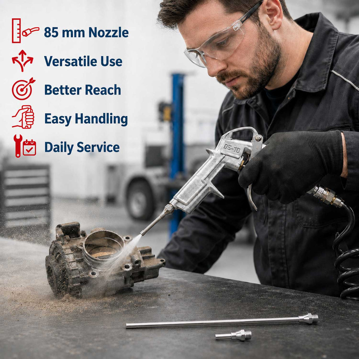 Ofukovacia pištoľ s 3 tryskami - dýzami, Gebo Tools