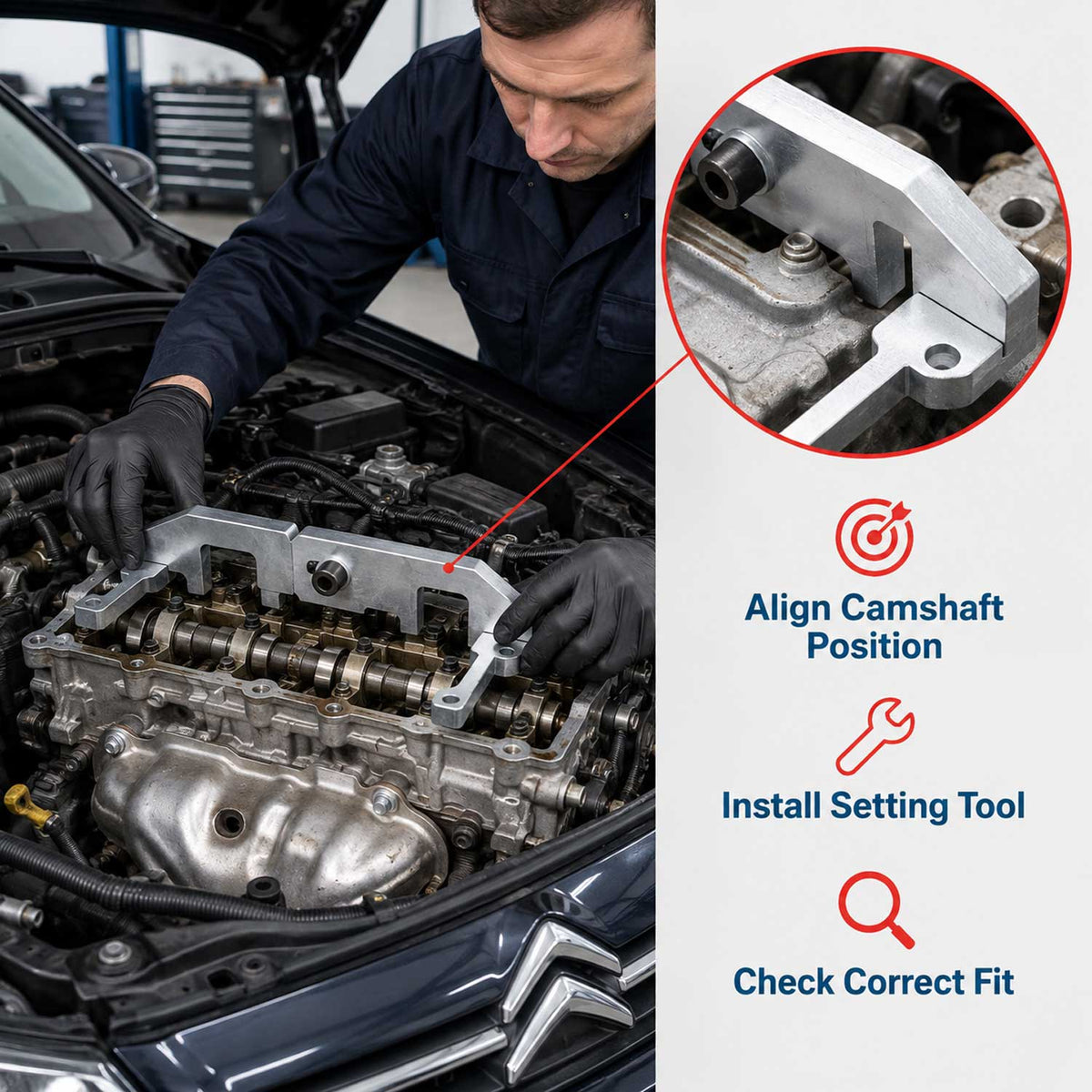Aretačná sada rozvodov - aretačné prípravky Citroën Peugeot PSA 1.0 1.2 VTI THP E-VTI