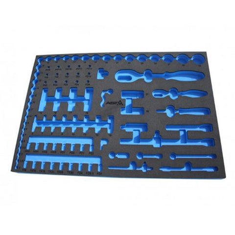 Penový organizér - vložka do zásuvky na 92 dielov: račňa, hlavice, bity, nadstavce 54 × 39,5 × 3cm