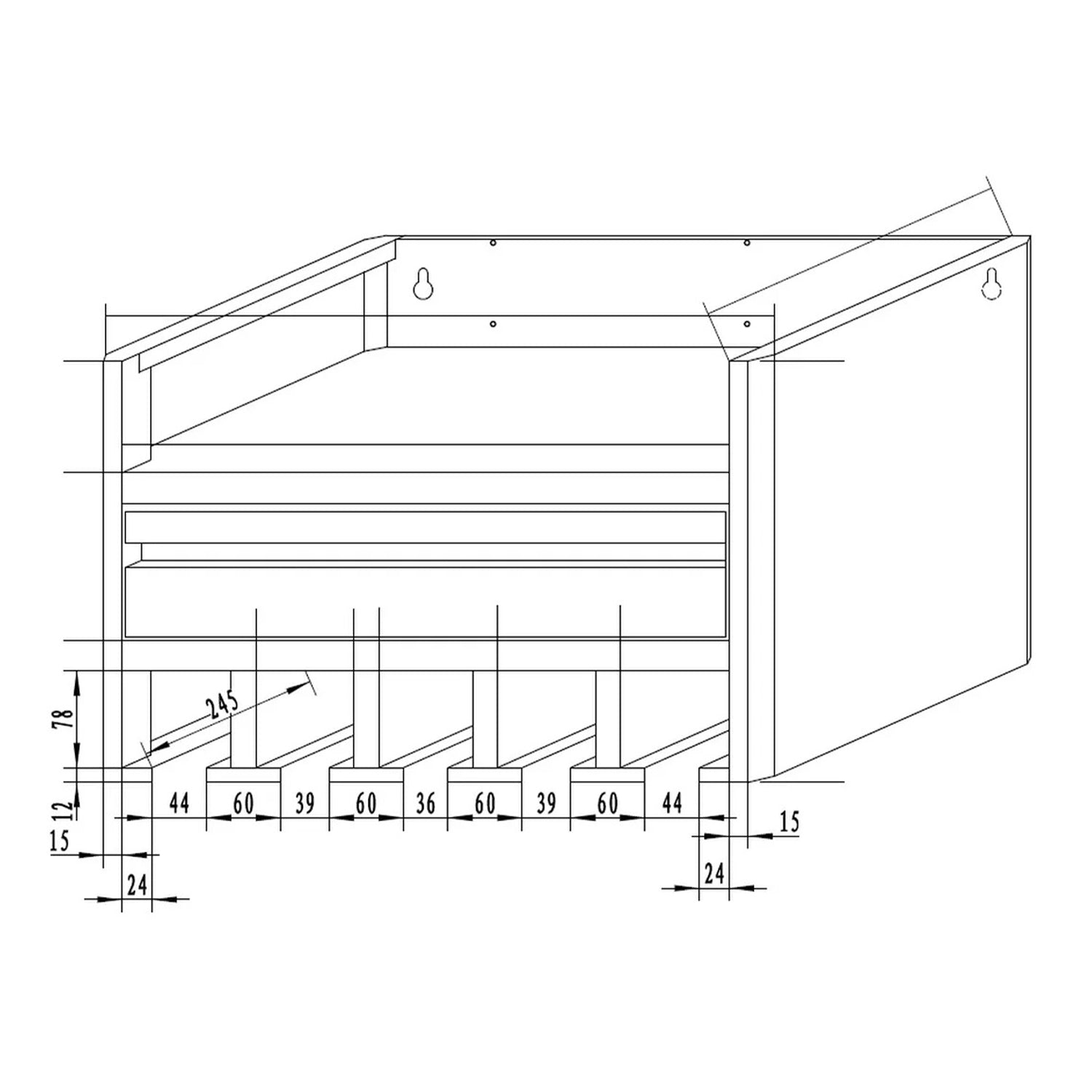 Závesná skriňa - nástenný organizér na elektrické a pneumatické náradie, 1 šuflík, zásuvka 220V