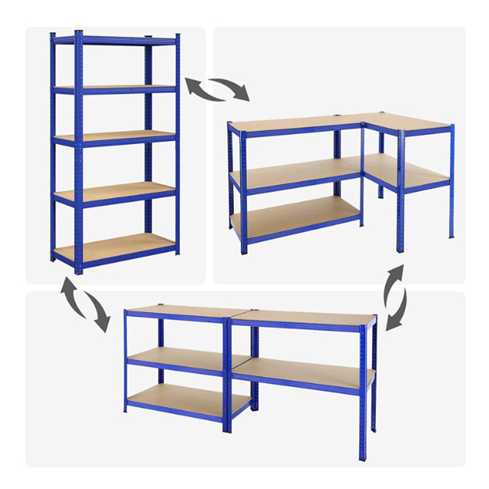 Kovový regál s 5 policami - 200 × 100 × 50cm, 175 kg/polica
