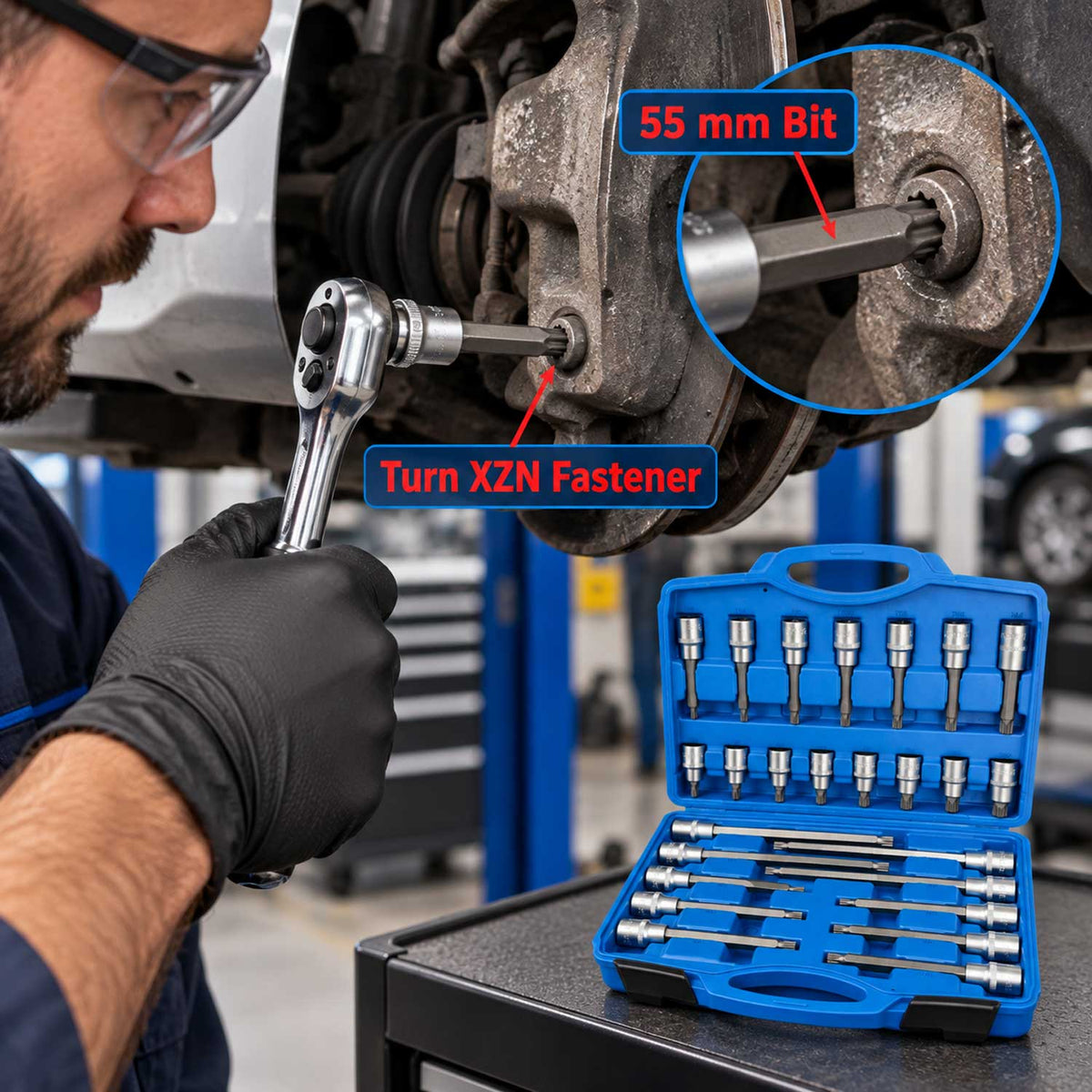 Sada nástrčných kľúčov - hlavíc s bitmi XZN M Spline, 1/2'', 26ks Gebo Tools