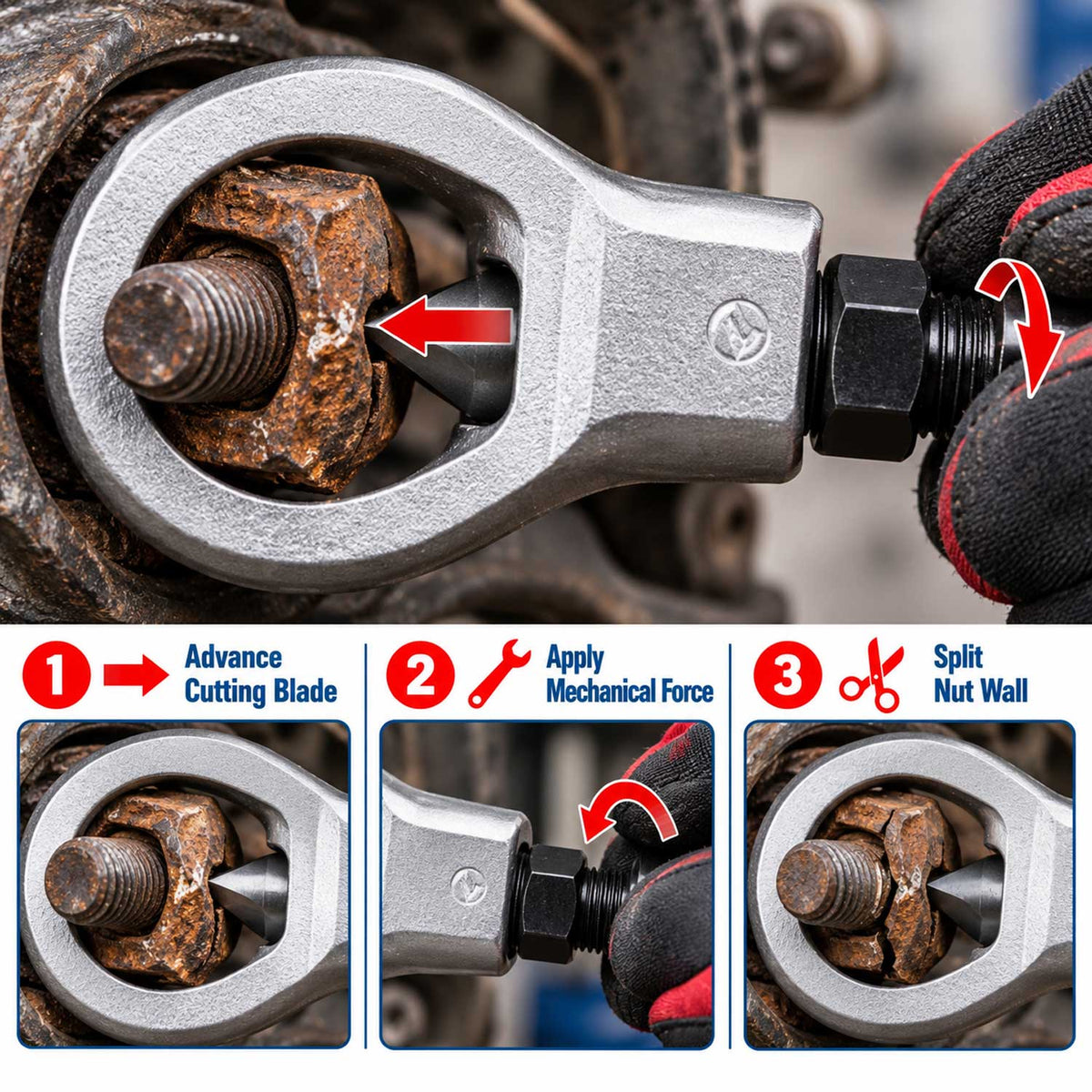 Sada sekáčov na matice a skrutky 9 - 27mm, 4ks Gebo Tools