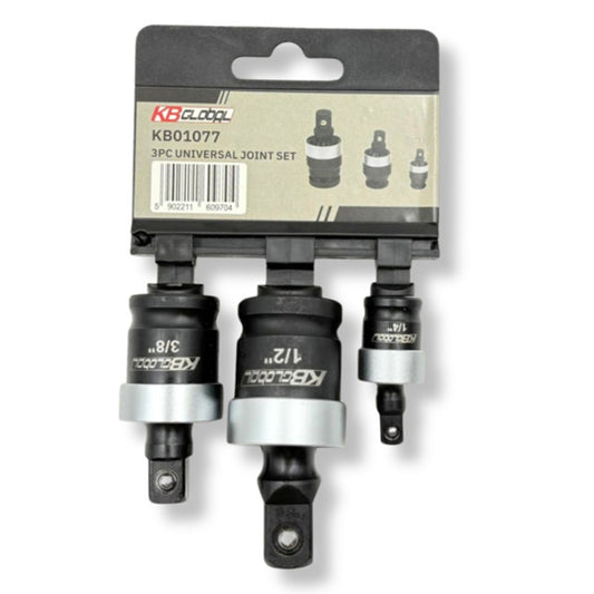 Súprava nárazových adaptérov s kardanovým kĺbom 3 diely 1/4'' 3/8'' 1/2''