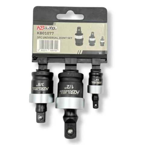 Súprava nárazových adaptérov s kardanovým kĺbom 3 diely 1/4'' 3/8'' 1/2''