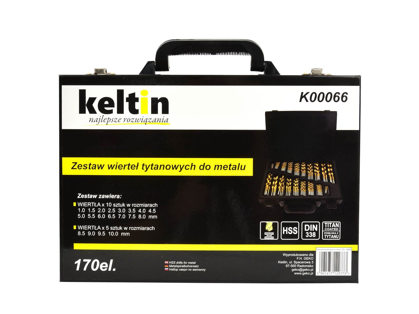Sada HSS titánových vrtákov na kov 1 - 10mm, 170ks, Keltin