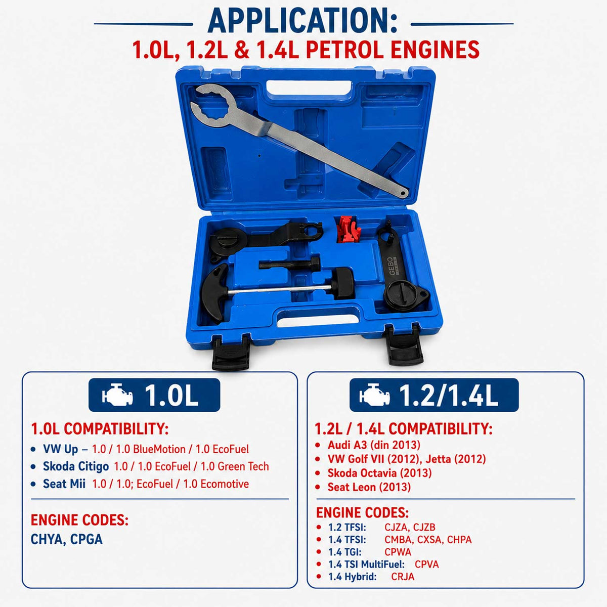 Aretačná sada rozvodov VAG 1.0 1.2 1.4 TSI TSFI TGI Gebo Tools