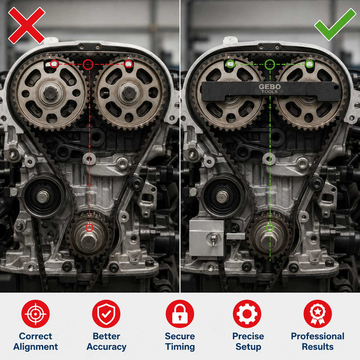 Aretačná sada rozvodov Opel Vauxhall 1.0 1.2 1.4 Gebo Tools