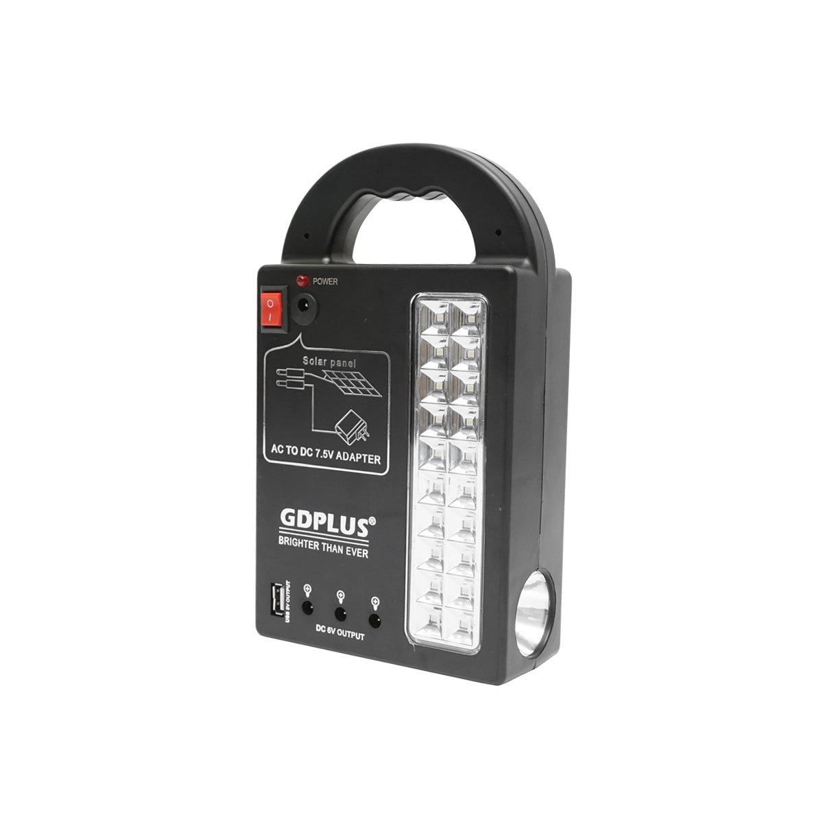 Prenosná sada LED osvetlenia, 3 žiarovky, reflektor, solárny panel a batéria 6V, 3Ah, vhodné na rybolov kempovanie GD-17