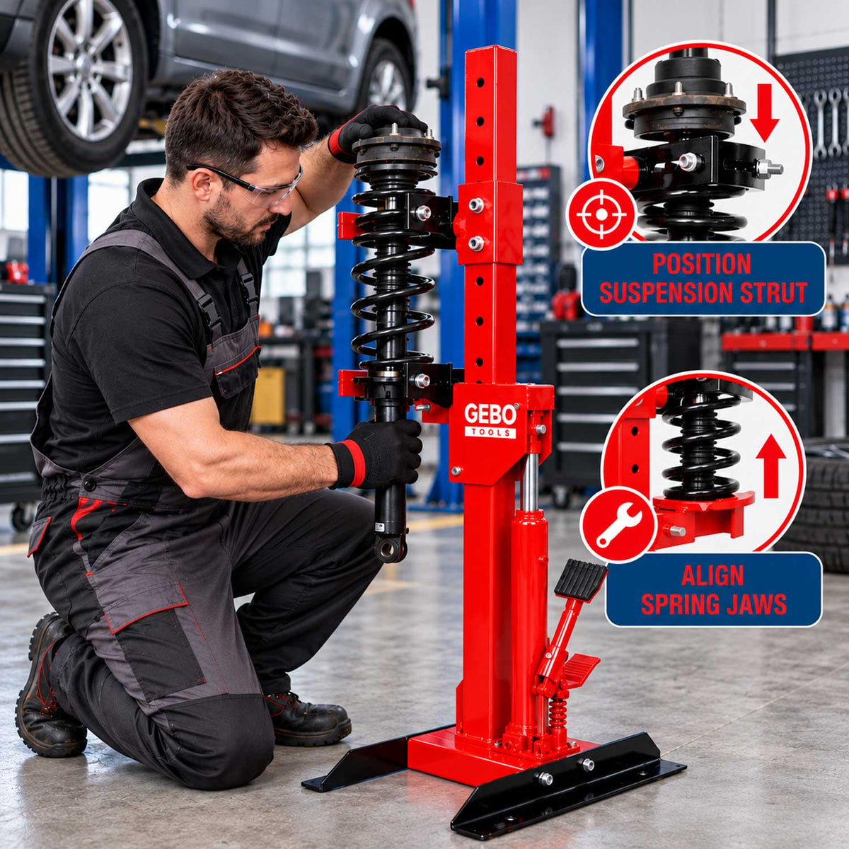 Hydraulický sťahovák pružín 1t, Gebo Tools