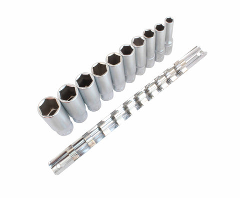 Sada dlhých šesťhranných nástrčiek 8–19 mm 3/8, 9 kusov