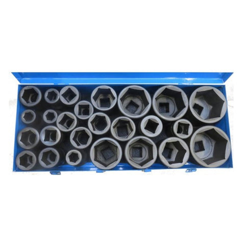 Súprava šesťhranných rázových nástrčných kľúčov 1'', 17–75 mm, 25 kusov