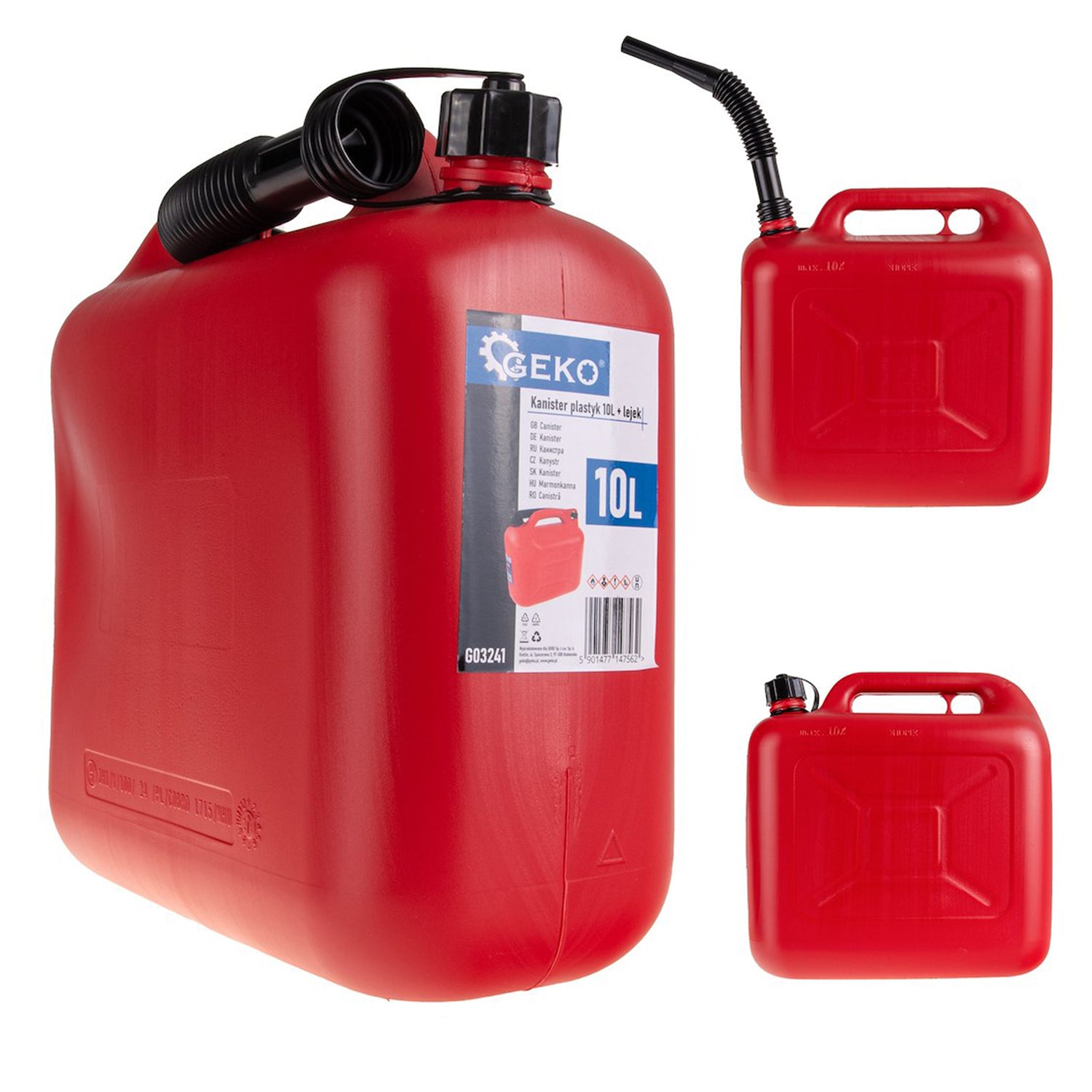 Plastový kanister s lievikom 10l GEKO