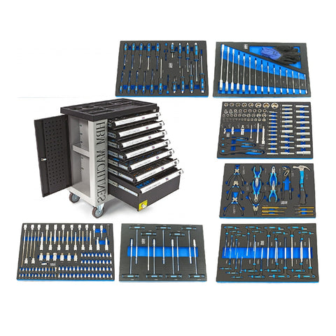 Profesionálna skrinka - dielenský vozík s náradím, so 7 zásuvkami, 262ks náradia, 7 vložiek carbon - premium, HBM Holandsko