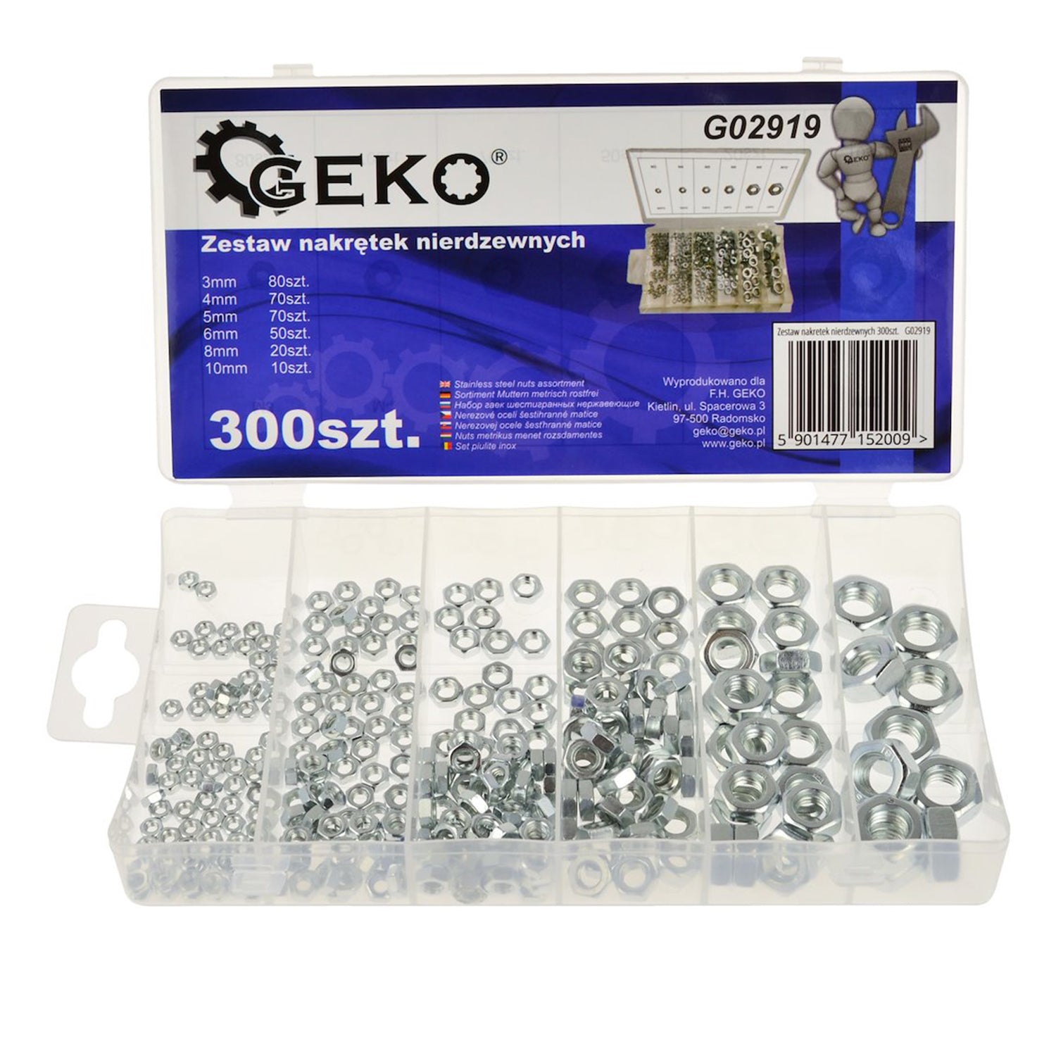 Sada nerezových matíc 300ks Geko