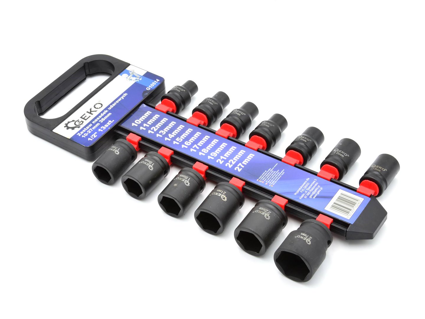 Sada krátkych rázových nástrčných hlavíc - kľúčov, 6-hran, 1/2'', 10 - 27mm, 13ks, Geko