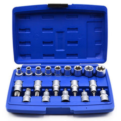Sada nástrčných kľúčov - hlavíc a bitov Torx 1/2'', 19ks, Geko
